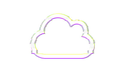 Icon cloud is distorted. Glitch. Noise, chromatic aberration, geometric distortion