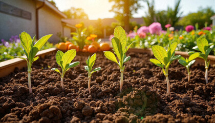 Growing seedlings in a warm garden setting