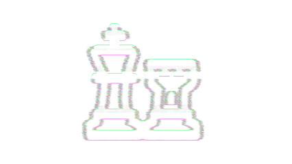Icon chess is distorted. Glitch. Noise, chromatic aberration, geometric distortion