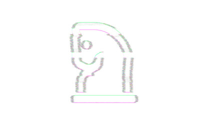 Icon chess knight is distorted. Glitch. Noise, chromatic aberration, geometric distortion