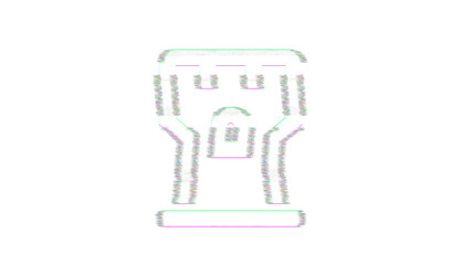Icon chess rook is distorted. Glitch. Noise, chromatic aberration, geometric distortion