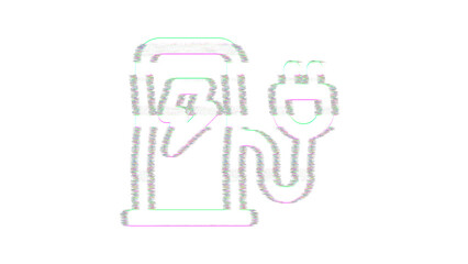 Icon charging station is distorted. Glitch. Noise, chromatic aberration, geometric distortion