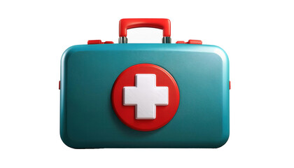 Obraz premium First Aid Kit with Red Cross 3D Cartoon Style Illustration on White Background