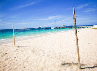 Mesh for playing volleyball on the sand of the sea