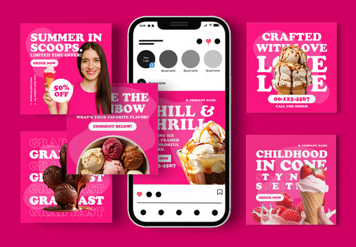 Vibrant Ice Cream Sale Social Media Post Template for Summer Promotions