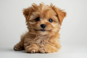 Adorable Fluffy Puppy: Innocent Gaze and Soft Fur Texture