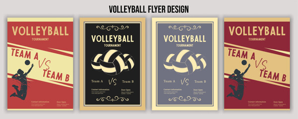 volleyball club flyer, brochure, banner, poster. Vector. For sport club emblem. Vintage monochrome label, patch with volleyball ball,brochure. Vector illustration. For sport club emblem. Vintage monoc