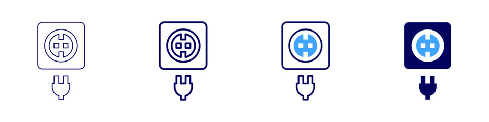 Charging device icon in 4 different styles. Thin Line, Line, Bold Line, Duotone. Duotone style. Editable stroke