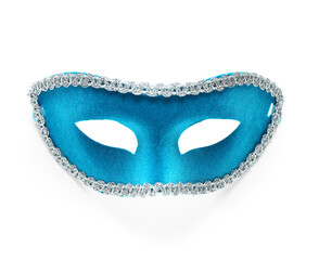 Beautiful blue carnival mask on white background
