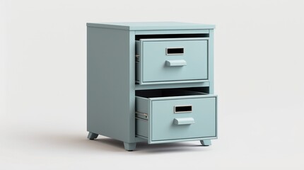 Modern Light Blue File Cabinet with Open Drawer for Office or Home Use