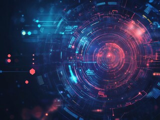 Fototapeta premium Abstract digital technology background with glowing circles