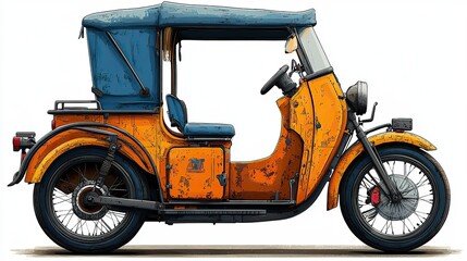 detailed png illustration of a modern pedicab with transparent background for versatile use in urban transportation,eco friendly design projects