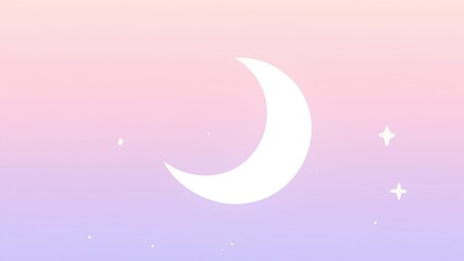 Obraz premium Pastel Color Gradation with Simple Moon and Star Symbols