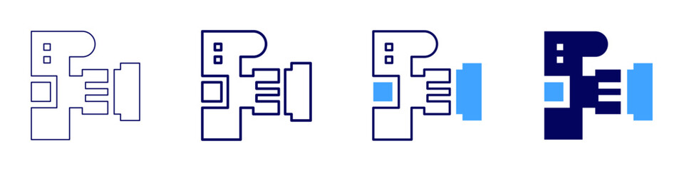 Dslr camera icon in 4 different styles. Thin Line, Line, Bold Line, Duotone. Duotone style. Editable stroke