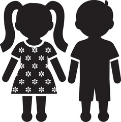 girl and boy icon silhouette vector design