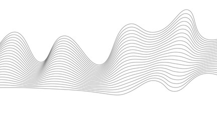 Vector wave lines smooth flowing dynamic black gradient isolated on white background for concept of technology, digital, communication, science, music