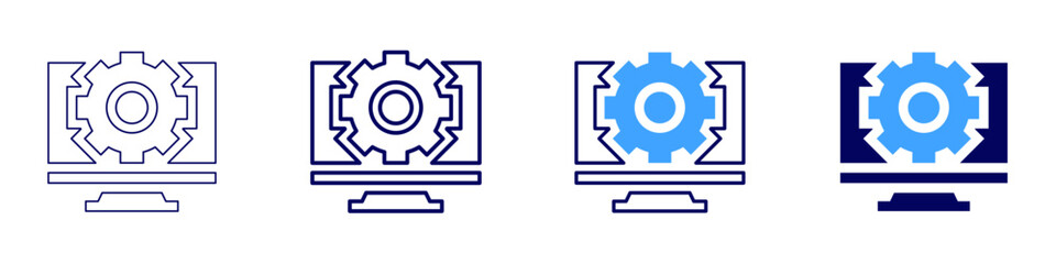Smart televisions icon in 4 different styles. Thin Line, Line, Bold Line, Duotone. Duotone style. Editable stroke