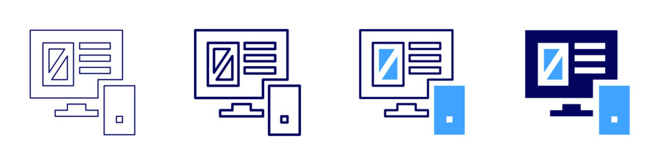 Ui design icon in 4 different styles. Thin Line, Line, Bold Line, Duotone. Duotone style. Editable stroke