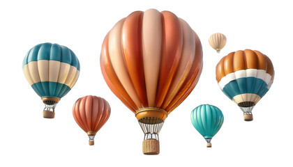 Obraz premium Hot Air Balloon Floating 3D Cartoon Style Illustration on White Background