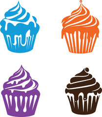 Silhouette of a Cupcake with Dripping Icing