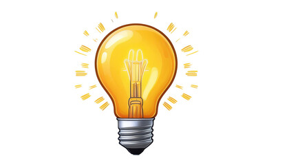 Light Bulb with Bright Idea 3D Cartoon Style Illustration on White Background