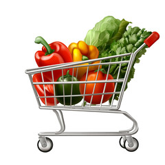 Fresh produce in shopping cart healthy food grocery shopping