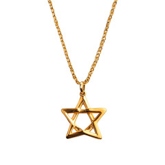 Gold Star of David Necklace on Black Background