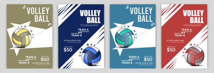 Editable EPS Volleyball Tournament Flyer Template for Sports Event Promotion Print Ready Design for Athletic Clubs Team Match Announcements and Game Night Marketing Adobe Stock Template.