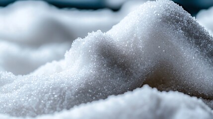 Close Up Of White Confectioners Sugar Heap With Crystal Texture