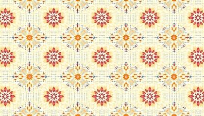 Fototapeta premium Artistic Batik-Inspired Fabric Pattern Wallpaper in Soft Beige Hues