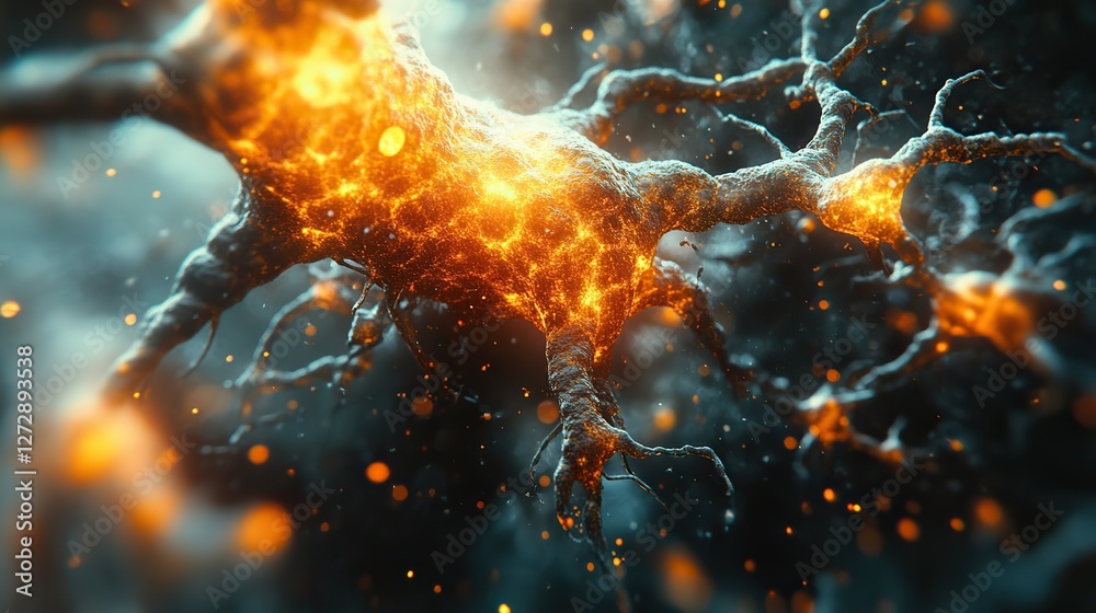 Wall mural exploring the intricacies of neurons stunning 3d microbiology render of the nervous system with ampl