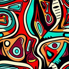 Obraz premium Neotribal Pop Art Vibrant Patterns