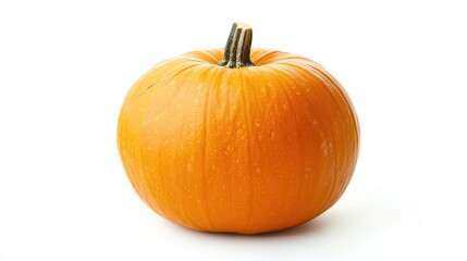 Obraz premium A pumpkin with a wide, round shape, isolated on a white background, perfect for seasonal recipe imagery or fall harvest content