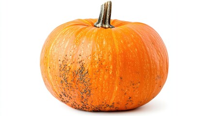 Obraz premium A pumpkin with a wide, round shape, isolated on a white background, perfect for seasonal recipe imagery or fall harvest content