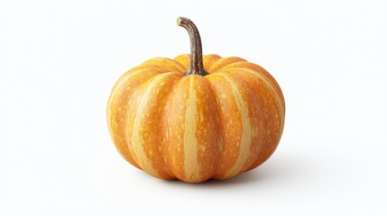 Obraz premium A small pumpkin with a detailed stem, isolated against a white background, offering a simple and elegant fall aesthetic