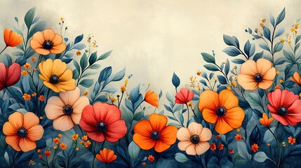 festive happy birthday card design with vibrant hand drawn colorful flower border for greeting cards celebratory invitations,party decorations