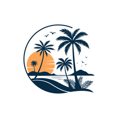 summer silhouette logo vector line art logo design