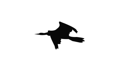 Flying African darter bird Silhouette Design  And Vector Illustration. 