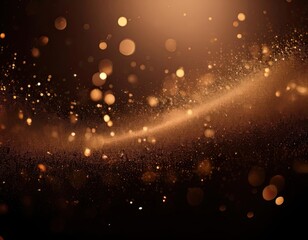 Fototapeta premium gradient of deep espresso brown fading into black/ Elegant gold dust particles float softly in the background, enhancing the sense of luxury