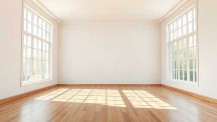Empty Modern Room - Spacious Windows, Wooden Floors