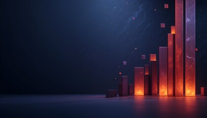 Fototapeta premium Glowing Geometric Shapes on Gradient Background – Minimalist Abstract Artwork