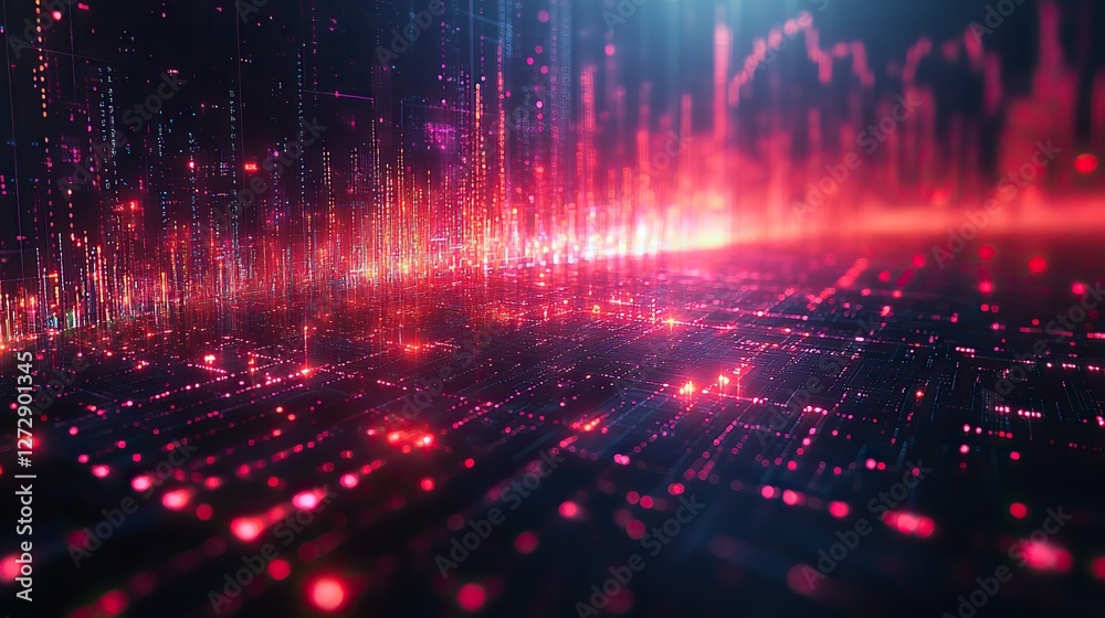 Poster fintech icon displayed on dynamic abstract financial technology background with digital data,graph e
