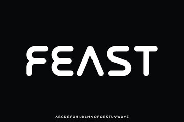 Modern rounded bold sans serif alphabet display font vector. Feast typeface