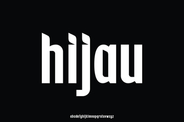 Bold unique modern sans serif alphabet display font vector illustration
