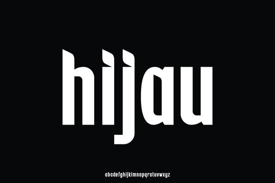 Bold unique modern sans serif alphabet display font vector illustration