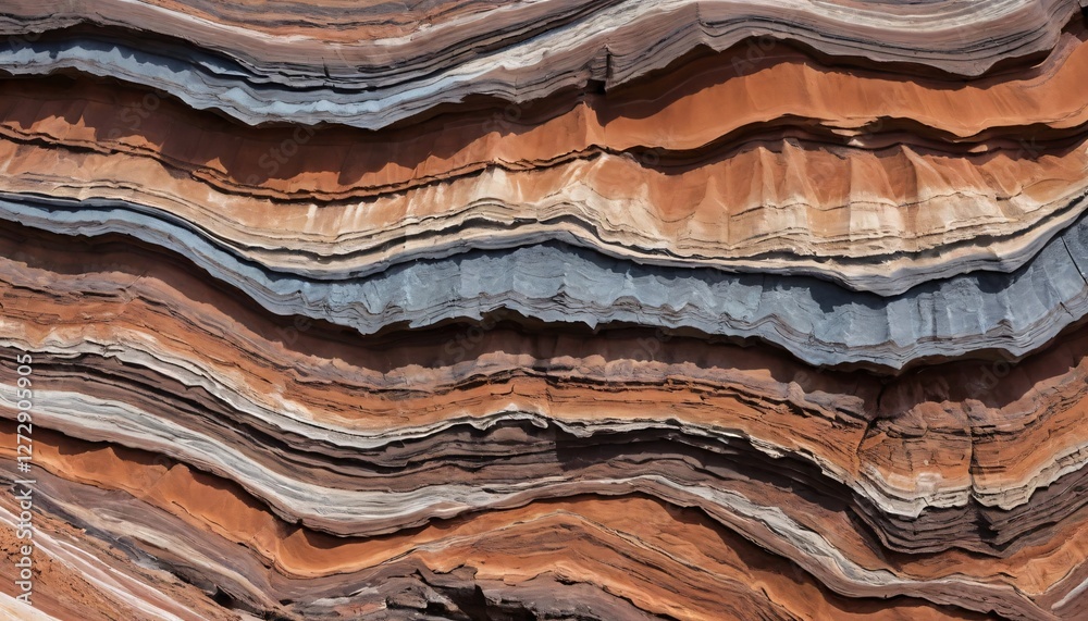 Aufkleber striking rock layers. earth's geological history, a natural artistic display. wavy textures, reds, g