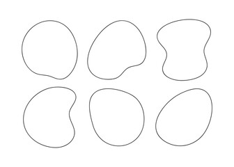 Liquid blob shapes, vector organic irregular empty thik random forms, fluid silhouette, simple smooth ink stain. Hollow thin figures. Highlight for social media stories