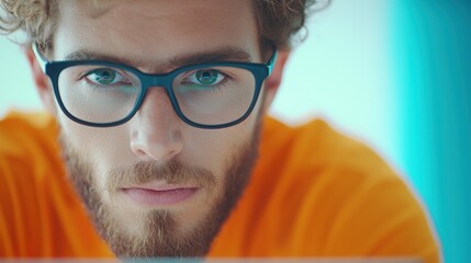 A young, dynamic leader in a tech startup explaining a new project using a tablet, engaging his team in a casual office space with bright colors.