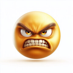 Bitter Expression Clenched Teeth and narrowed eyes, Angry Emoji on White Background
