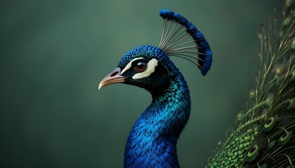 Obraz premium Majestic Peacock Portrait – Ultra-Realistic Close-Up with Iridescent Feathers